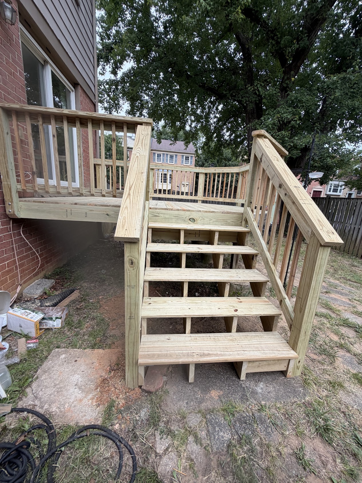 Finished wood deck and stairs
